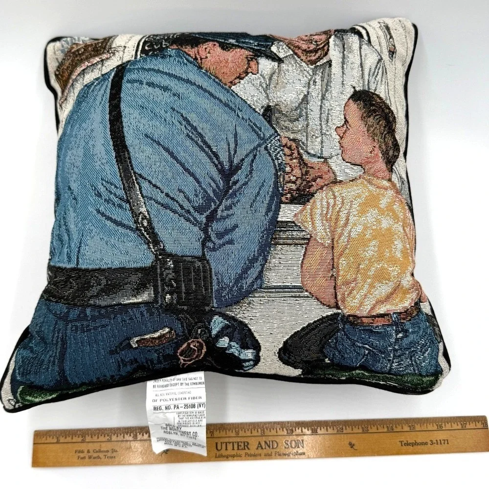 The Northwest Co Norman Rockwell The‎ Runaway Woven Tapestry Throw Pillow 17x17